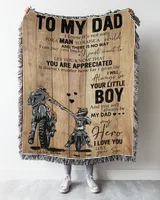 Father's Day Gifts, To My BikerDad Motocycle Papa Pop Daddy From Son Quilt Fleece Blanket