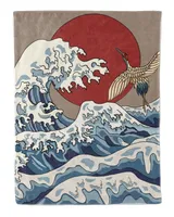 Japnaese Kanagawa Wave And Cranes Blanket