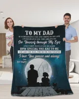Father's Day Gifts, To My Dad Fishing Papa Pop Daddy Quilt Fleece Blanket
