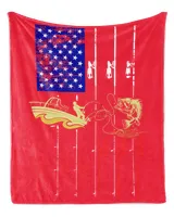 Personalized Vintage Fishing US Flag