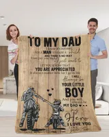 Father's Day Gifts, To My BikerDad Motocycle Papa Pop Daddy From Son Quilt Fleece Blanket