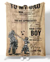 Father's Day Gifts, To My BikerDad Motocycle Papa Pop Daddy From Son Quilt Fleece Blanket