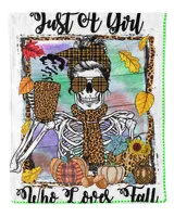 Just A Girl Who Loves Fall Messy Bun Girl Skeleton Leopard Print