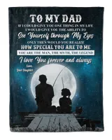 Father's Day Gifts, To My Dad Fishing Papa Pop Daddy Quilt Fleece Blanket