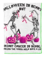 Breast Cancer Skeleton Dancing Pink Pumpkin Ribbon