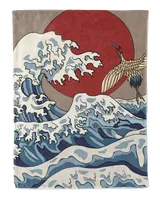 Japnaese Kanagawa Wave And Cranes Blanket