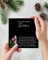 To My Sister Gift Necklace, Sister Meaning Gift from Brother, Brother to Sister Keepsake with Message Card, Birthday Gift for Sister