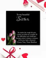 To My Sister Gift Necklace, Sister Meaning Gift from Brother, Brother to Sister Keepsake with Message Card, Birthday Gift for Sister
