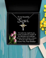 To My Sister Gift Necklace, Sister Meaning Gift from Brother, Brother to Sister Keepsake with Message Card, Birthday Gift for Sister