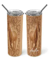 Personalized Custom Horse Leather Tumbler