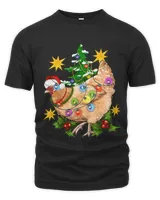 Christmas Chicken Light Shirt Funny Christmas Farmer