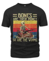 Bones Are Their Money Skeleton Playing Guitar Vintage 1