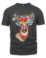 Deer Flower Floral Antlers Shirt Bohemian Art Deer Lover