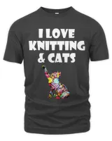 Cat Shirt I Love Knitting 2Cats Crochet CrossStitch Gift