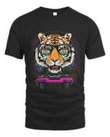 Gaming Tiger Video Gamer Player Animal Lover 108 Unisex Standard T-Shirt black 