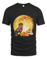 Rottweiler Dog Autumn Fall Pumpkin Truck Mappe Thanksgiving253 Unisex Standard T-Shirt black 