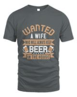 Wanted A Wife Who Will Always Keep Beer In The House Beer Shirt For Beer Lover With Free Shipping, Great Gift For Fathers Day Unisex Standard T-Shirt charcoal 