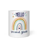 Hello Second Grade Retro Rainbow Cute for Teacher Girls T-Shirt