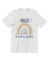 Hello Second Grade Retro Rainbow Cute for Teacher Girls T-Shirt