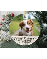 Personalized Custom Forever Love Dog Memorial Christmas Ceramic Ornament ORN25 Porcelain Ornament - Circle white one-sided __single