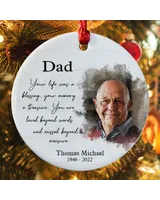 Personalized Photo Dad Memorial Cardinal Ornament ORN37 Circle Ceramic Ornament white one-side single