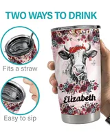 Personalized Cow Tumbler Just A Girl Who Loves Cows Full Printed Stainless Steel Tumbler (20oz) white 20oz