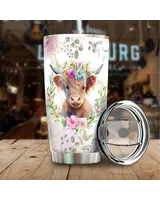 Just A Girl Who Loves Highland Cows Flower Full Printed Stainless Steel Tumbler (20oz) white 20oz