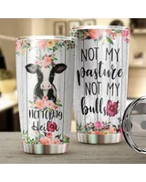 Not My Pasture Not My Bullshit Cow Flower Full Printed Stainless Steel Tumbler (20oz) white 20oz
