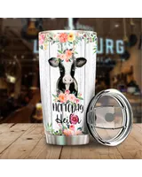 Not My Pasture Not My Bullshit Cow Flower Full Printed Stainless Steel Tumbler (20oz) white 20oz