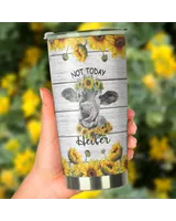 Personalized Name Cow Sunflower Full Printed Stainless Steel Tumbler (20oz) white 20oz