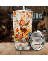 Just A Girl Who Loves  Fall And Cows Tumbler 20oz Full Printed Stainless Steel Tumbler (20oz) white 20oz
