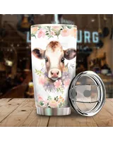 Just A Girl Who Loves Cows Flower Tumbler 20oz Full Printed Stainless Steel Tumbler (20oz) white 20oz