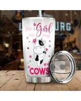 Just a Girl Who Loves Cows Diamond Full Printed Stainless Steel Tumbler (20oz) white 20oz