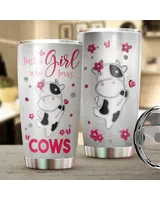 Just a Girl Who Loves Cows Diamond Full Printed Stainless Steel Tumbler (20oz) white 20oz