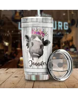 Personalized Just A Girl Who Loves Cows Flower Full Printed Stainless Steel Tumbler (20oz) white 20oz