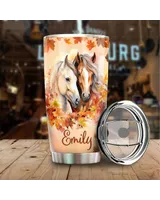 Personalized Just A Girl Who Loves Horses Fall Tumbler Full Printed Stainless Steel Tumbler (20oz) white 20oz