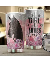 Just a Girl Who Loves Horses Flower Full Printed Stainless Steel Tumbler (20oz) white 20oz