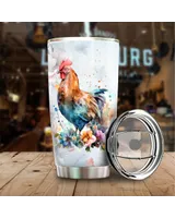 Just A Girl Who Lovers Chickens Floral Tumbler 20oz Stainless Steel Full Printed Stainless Steel Tumbler (20oz) white 20oz
