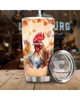 Just A Girl Who Loves Chickens Fall Tumbler Cup With Lid 20oz Full Printed Stainless Steel Tumbler (20oz) white 20oz