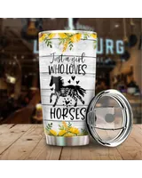 Custom Name Just A Girl Who Loves Horses Sunflower Full Printed Stainless Steel Tumbler (20oz) white 20oz
