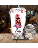 Personalized Just A Girl Who Loves Chickens Flower Full Printed Stainless Steel Tumbler (20oz) white 20oz