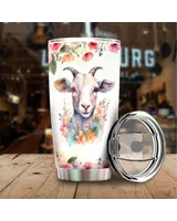 I Just Freaking Love Goats OK Funny Flower Goat Full Printed Stainless Steel Tumbler (20oz) white 20oz
