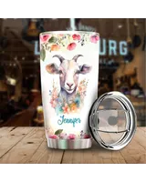 Personalized I Just Freaking Love Goats OK Funny Flower Goat Full Printed Stainless Steel Tumbler (20oz) white 20oz