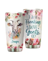 Personalized I Just Freaking Love Goats OK Funny Flower Goat Full Printed Stainless Steel Tumbler (20oz) white 20oz