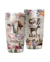 Personalized Just A Girl Who Loves Goat Flower Full Printed Stainless Steel Tumbler (20oz) white 20oz Personalized Just A Girl Who Loves Goat Flower Full Printed Stainless Steel Tumbler (20oz) white 20oz
