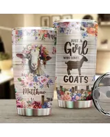 Personalized Just A Girl Who Loves Goat Flower Full Printed Stainless Steel Tumbler (20oz) white 20oz Personalized Just A Girl Who Loves Goat Flower Full Printed Stainless Steel Tumbler (20oz) white 20oz