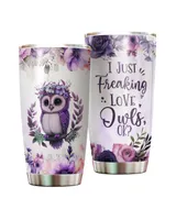 I Just Freaking Love Owls OK Full Printed Stainless Steel Tumbler (20oz) white 20oz