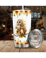 I'm An Owlaholic Funny Sunflower Owl Full Printed Stainless Steel Tumbler (20oz) white 20oz