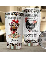 Personalized Crazy Chicken Lady Floral Full Printed Stainless Steel Tumbler (20oz) white 20oz