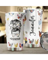 Custom Name Crazy Chicken Lady Full Printed Stainless Steel Tumbler (20oz) white 20oz Custom Name Crazy Chicken Lady Full Printed Stainless Steel Tumbler (20oz) white 20oz